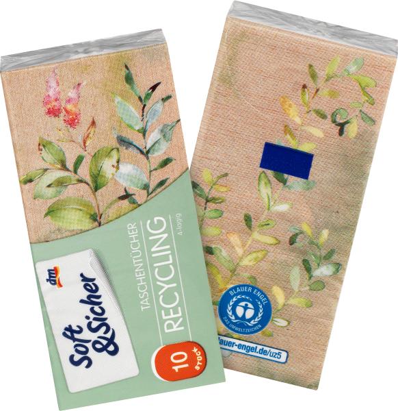 Produktbild dm Soft&Sicher Taschentücher Recycling (10 Stück)