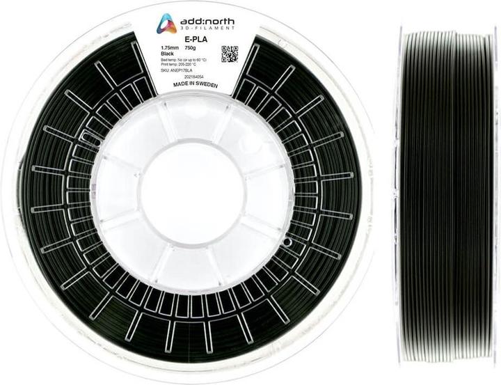 Actual product image Add North ADDNORTH E-PLA 1.75mm 750g (PLA, 1.75 mm, 750 g, Black)