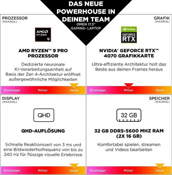 Valeurs nutritives et ingrédients HP Omen 17-db0079ng (17.30", AMD Ryzen 7 8845HS, 32 Go, 1000 Go, DE)