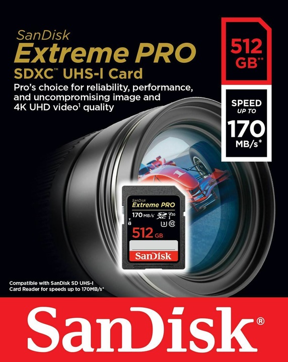 Produktbild SanDisk Extreme Pro SDXC U3 (512 GB, SDXC, U3, UHS-I)