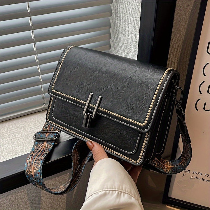 Only-Bags.Store Retro Vielseitige Mini Square Umhängetasche, klassische strukturierte Umhängetasche mit Klappe