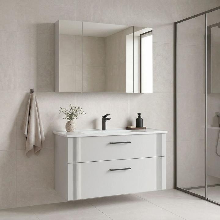 Produktbild Homitis Bari 100 v2 Bathroom Cabinet With Sink & Mirror Set (2 Pieces)
