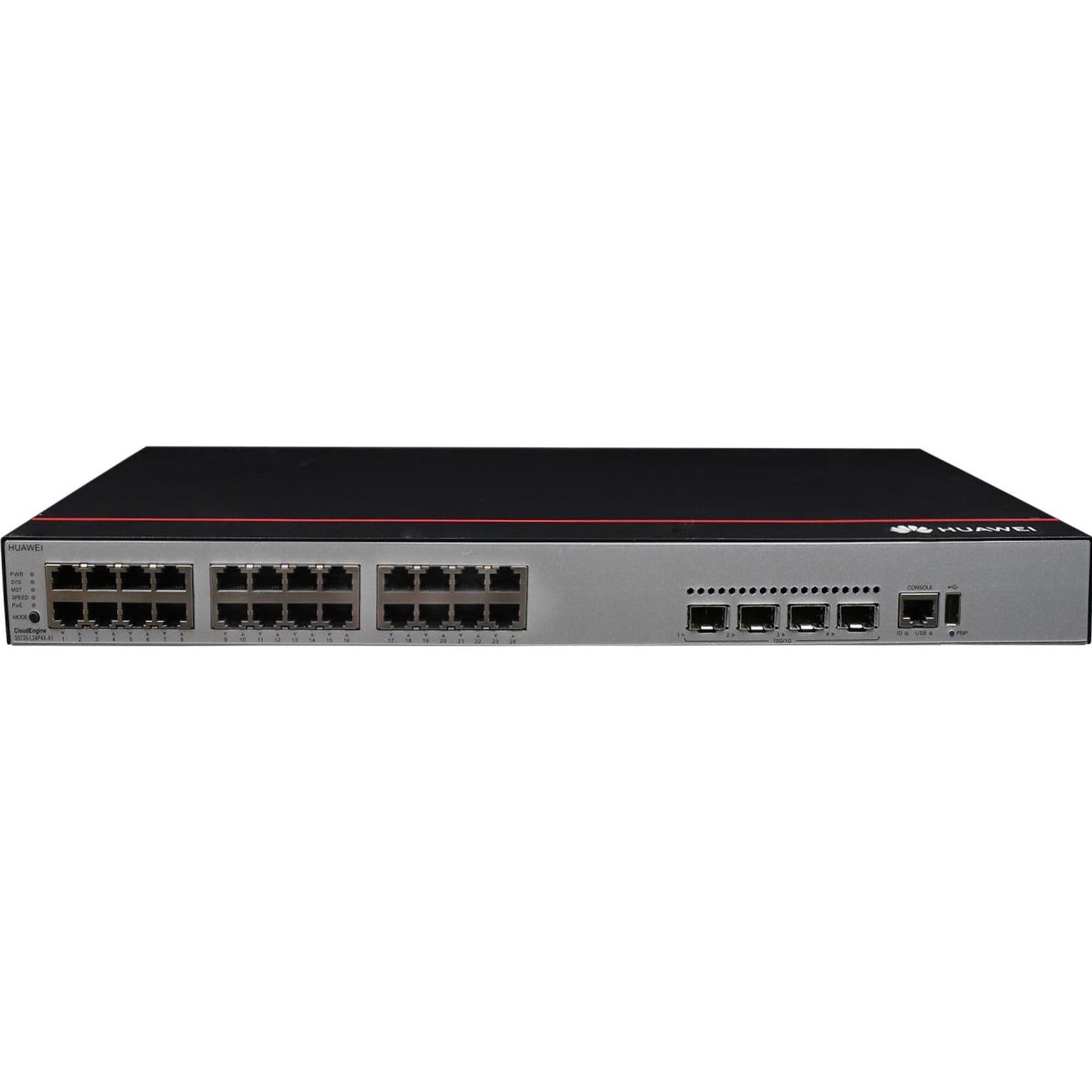 Huawei PoE+ Switch S5735-L24P4X-A1 28 Port (28 Ports), Netzwerk Switch, Schwarz