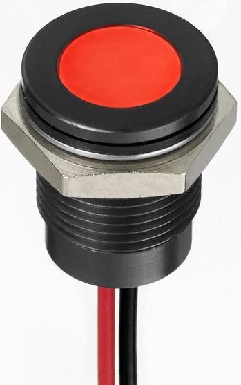Produktbild RS PRO 14mm flush IP67 sealed black LED,red 12V