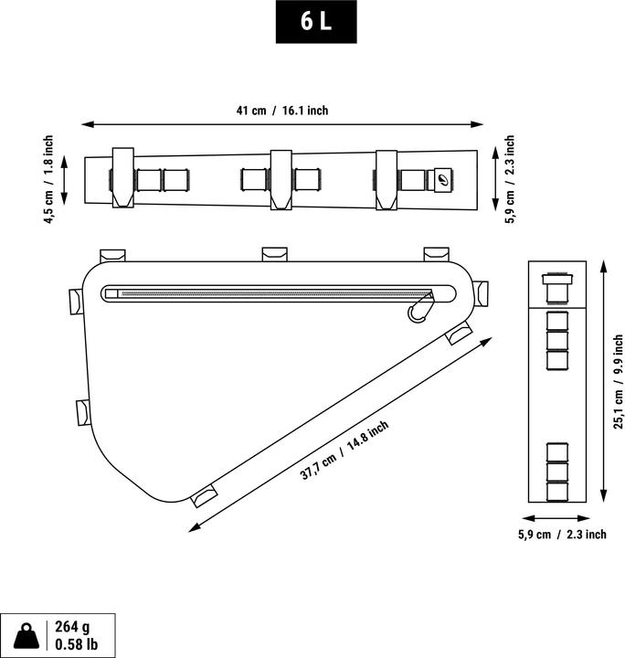 Produktbild Rockrider 6L IPX3 Watertight Bikepacking Full-Frame Bag ADVT 900 (6 l, Rahmentasche)