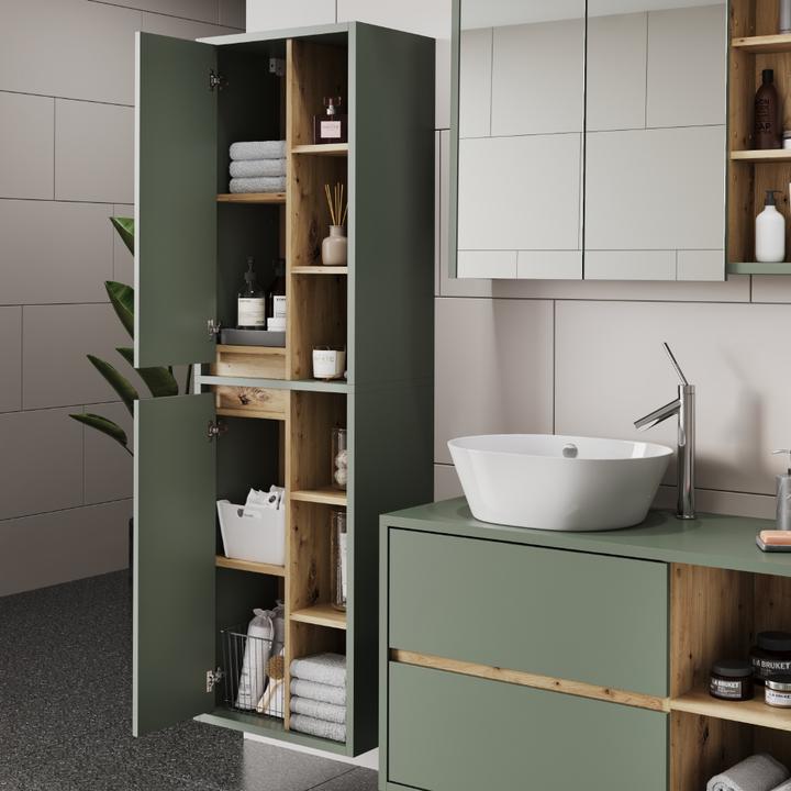 Actual product image Vicco Bathroom cabinet Viola, Green/anthracite, 50 x 170 cm with open shelves
