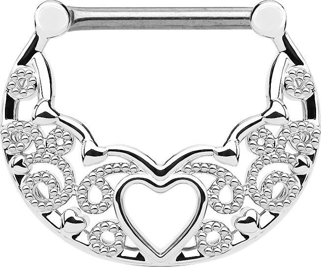 Immagine prodotto Star Piercing Anello per setto nasale in filigrana con cuore in argento (Ottone, Acciaio chirurgico 316L)