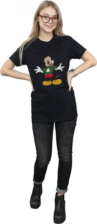 Actual product image Disney Womens/Ladies Mickey Mouse Christmas Jumper Cotton Boyfriend T-Shirt (S)