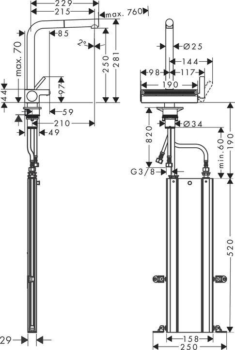 Image du produit hansgrohe Aquno Select M81 Mitigeur d'évier 250 (chrome)