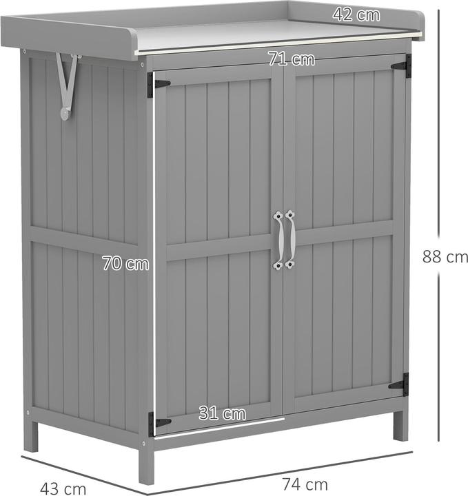 Immagine prodotto Outsunny Gartenschrank Tannenholz, Edelstahl Grau