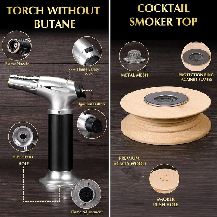 Immagine prodotto Cwlakon Cocktail Smoker Kit mit 6 Holzchips und Taschenlampe (Set da cocktail)