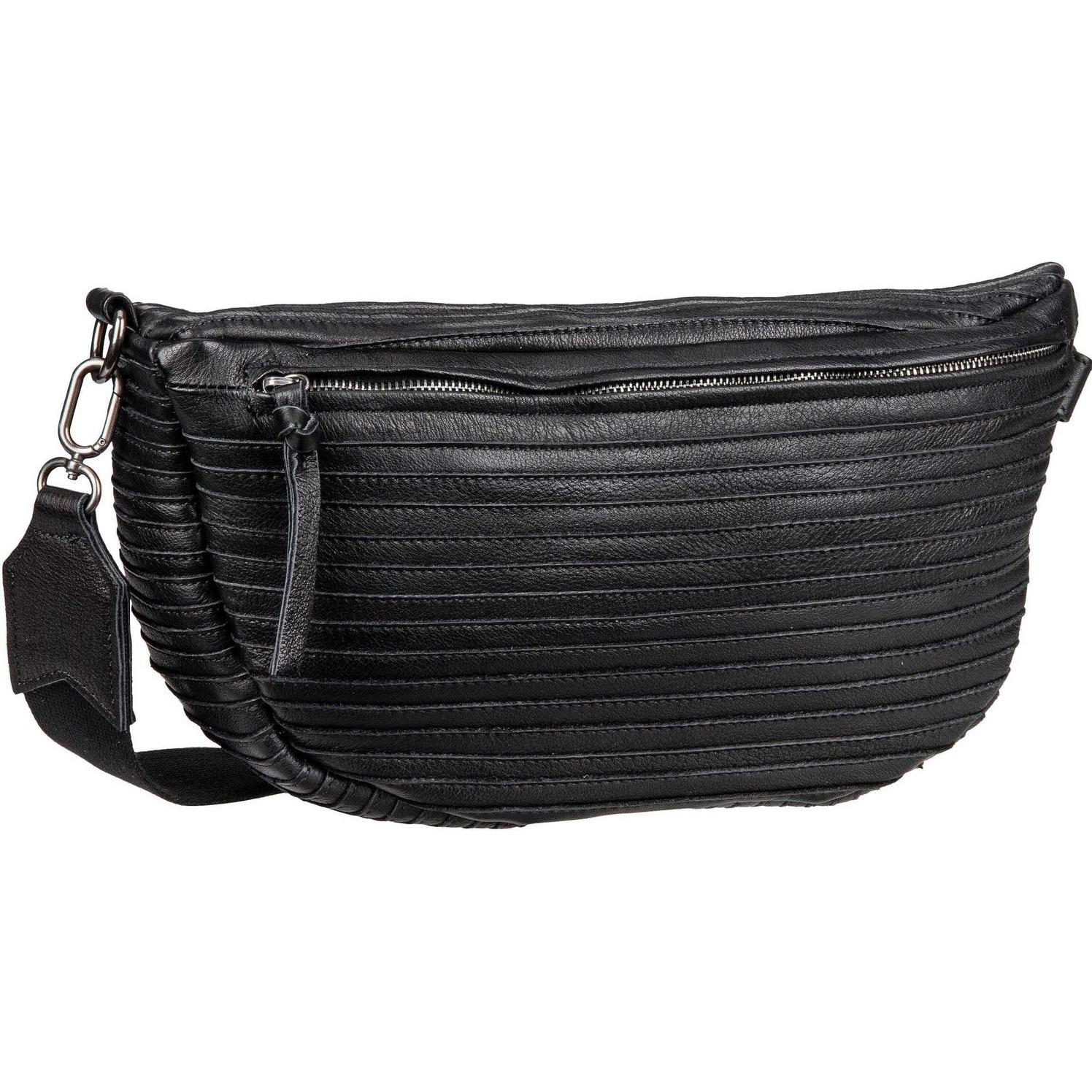 FredsBruder, Handtasche, Layer Umhängetasche Leder 38 cm, Schwarz