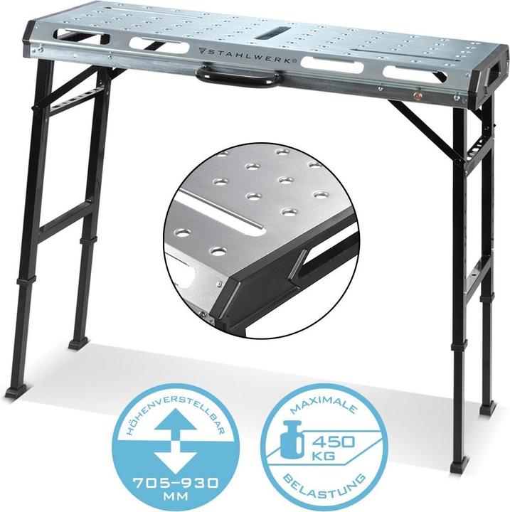 Immagine prodotto Stahlwerk Tavolo di saldatura mobile AWT-930 ST 1068 x 532 mm Banco di lavoro regolabile in altezza (106.80 cm, 53.20 cm)