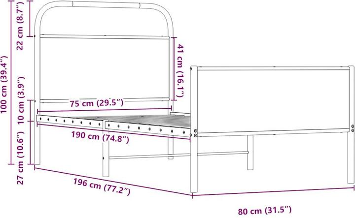 Produktbild vidaXL Bettgestell (80 x 200 cm)