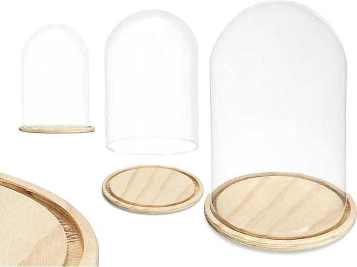 Image du produit Giftdecor dôme en verre avec base en bois 20 diamètre x 30cm (22 x 22 x 30 cm)
