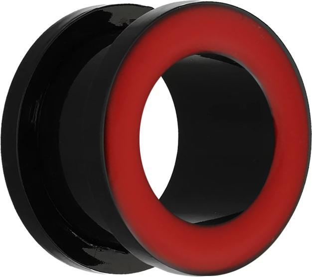 Produktbild Star Piercing Flesh Tunnel mit rotem Rand (Kunststoff, ohne Messing)