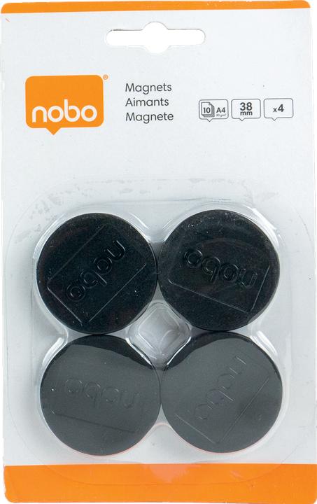 Actual product image Nobo Holding magnet Ø 3.8 cm 4 pieces, Black (4 x)