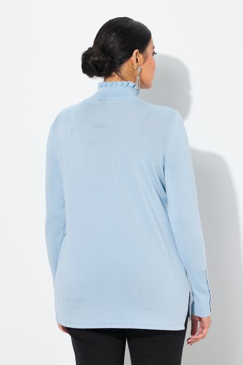Image du produit Ulla Popken Pull à col montant frisé et manches longues, boutons (50, 52)