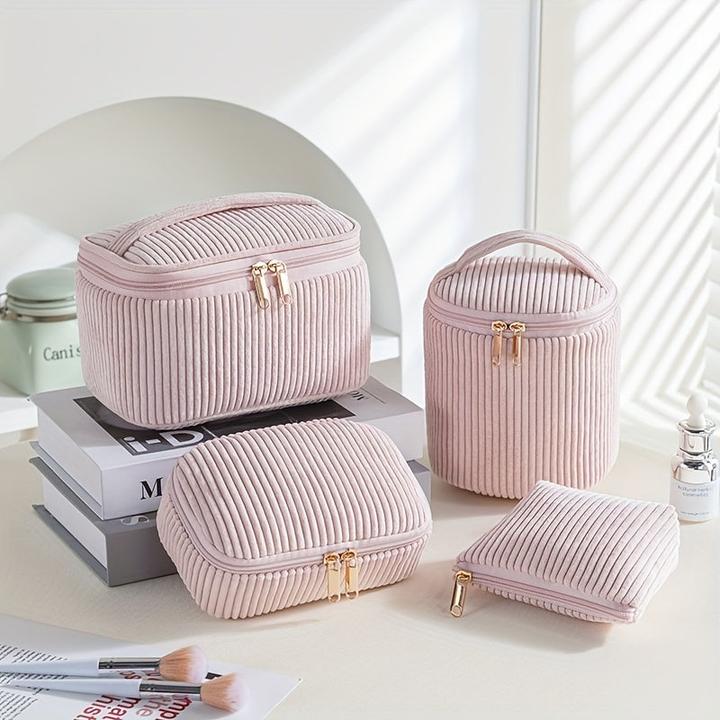 Actual product image Only-Bags.Store Elegant corduroy cosmetics case set of 4, chic make-up organiser bags with polyester lining