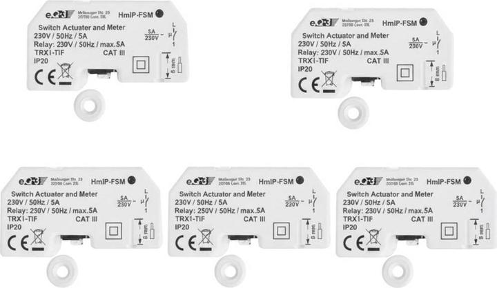 Actual product image Homematic IP Set bestehend aus 5x Schalt-Mess-Aktor Unterputz HmIP-FSM (Switch actuator)
