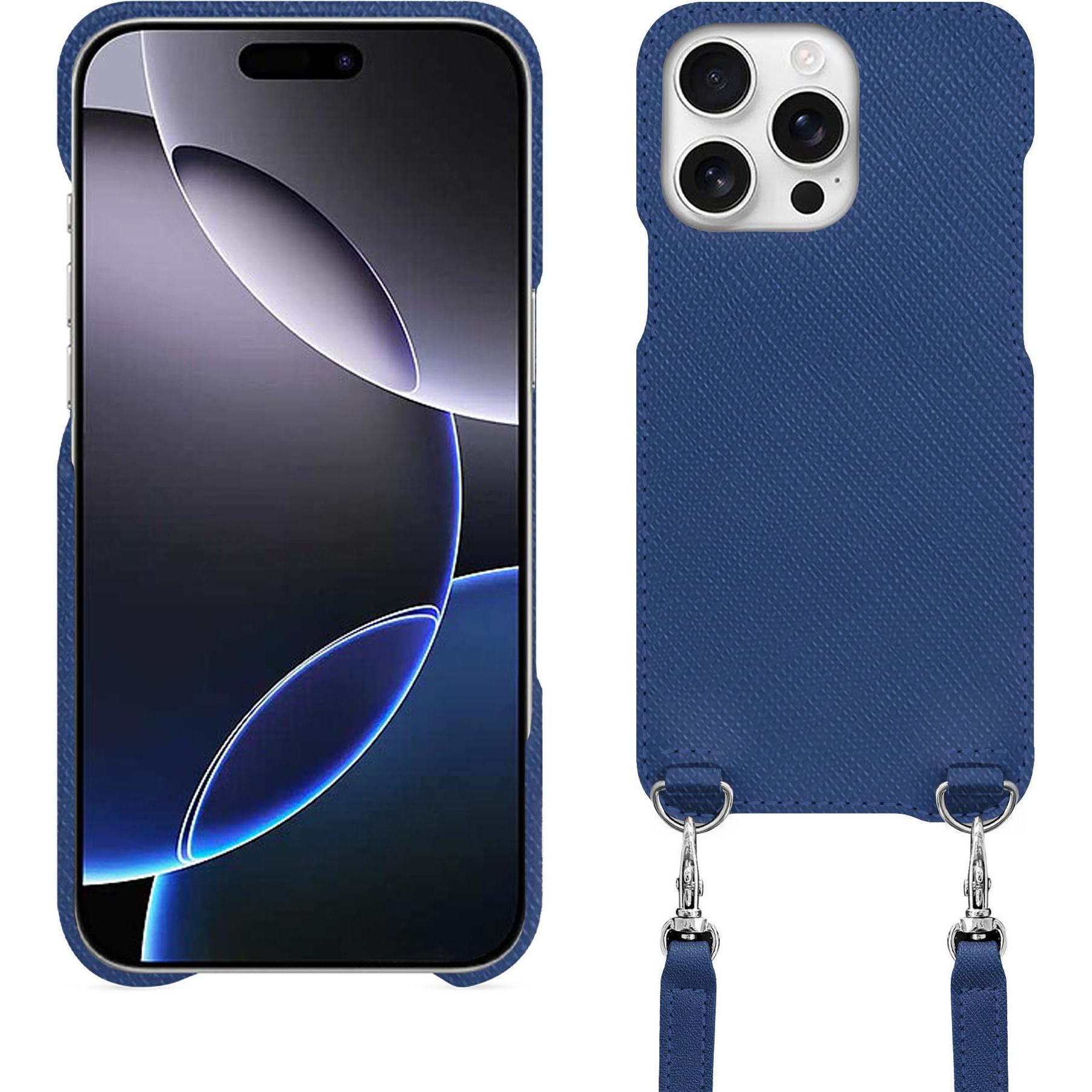 Noreve Schutzhülle mit Schulterriemen Apple iPhone 16 Pro Max (Apple iPhone 16 Pro Max), Smartphone Hülle, Blau