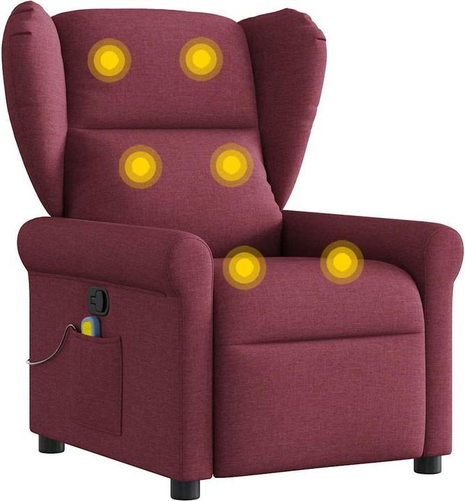 Actual product image vidaXL Massage armchair Wine red fabric Massage TV armchair