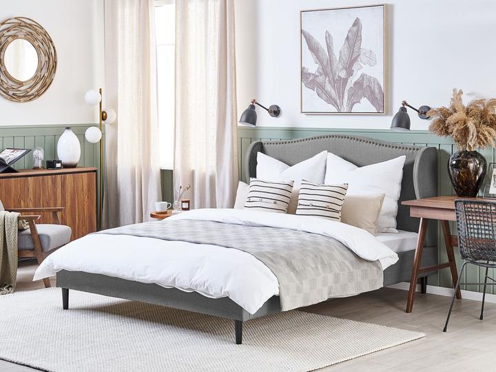 Actual product image Beliani Upholstered bed linen-look grey slatted frame 180 x 200 cm COLMAR (180 x 200 cm)