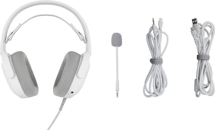Actual product image Gamiac HS71 - White - 7.1 surround USB Headset, 50mm driver, RGB light, 290g (Cable)