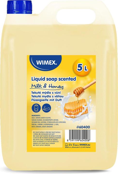 Wimex.eu Flüssigseife mit Duft Milch & Honig 5L für Spender - 1 Stück (Flüssigseife, 5000 ml)
