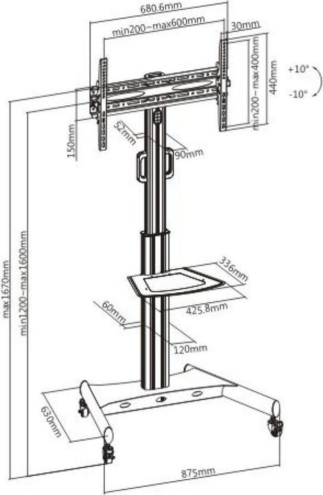 Image du produit Techly Chariot TV pour TV LCD LED, avec étagère (35 kg, 32" - 65")