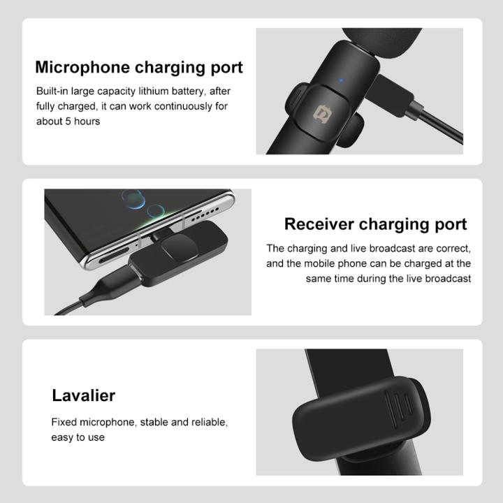 Produktbild Puluz Wireless Lavalier Noise Reduction Reverb Microphone for Type-C/USB-C Device, Charging supp. (Black)