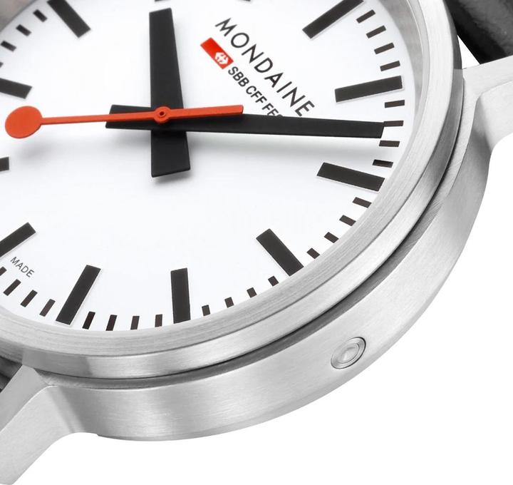 Image du produit Mondaine MST.4101B.LBV Stop2go Horloge - Horloge de gare - Saffierglas - Staal/Kunstleer - Zilver/Zwart - 41 (41 mm)