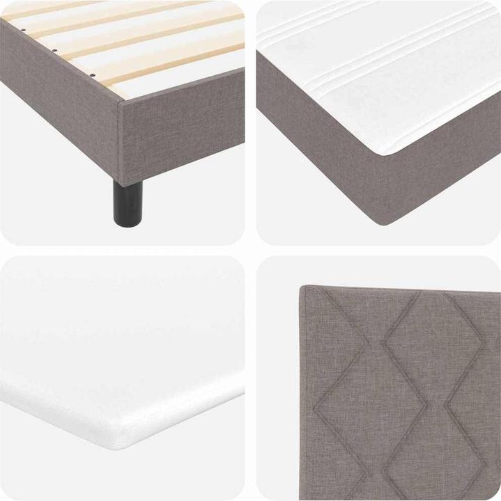 Produktbild VidaXL Boxspringbett Mit Matratze Stoff Taupe (200 x 200 cm)
