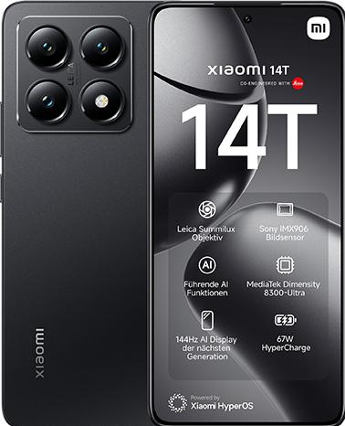 Produktbild Xiaomi 14T 5G Dual Sim 12GB RAM 256GB - Schwarz (256 GB, Black, Schwarz, Titan Black, 6.67", Dual SIM, 5G)