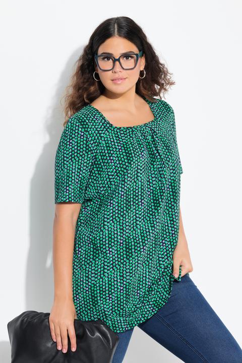 Immagine prodotto Ulla Popken Maglia dal taglio lungo e svasato con pallini, scollo rettangolare e mezze maniche (50, 52)