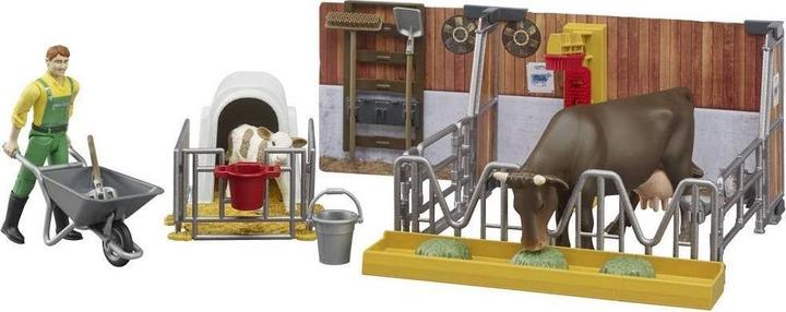 Actual product image Bruder Cow and calf barn with farmer