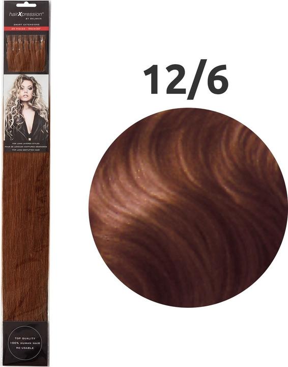 Balmain Hairxpression Echthaar 25 Stück 50cm Länge Farbe #12/6 (6, 12, 50 cm)