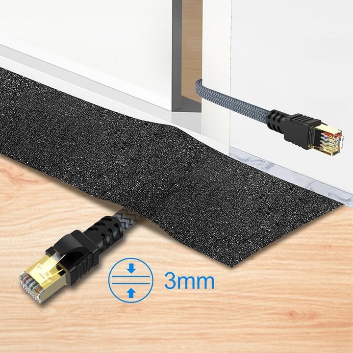 Actual product image Hermex Network cable Flat cable Ethernet LAN cable RJ45 Cat. 7 (U/UTP, CAT7, 8 m)