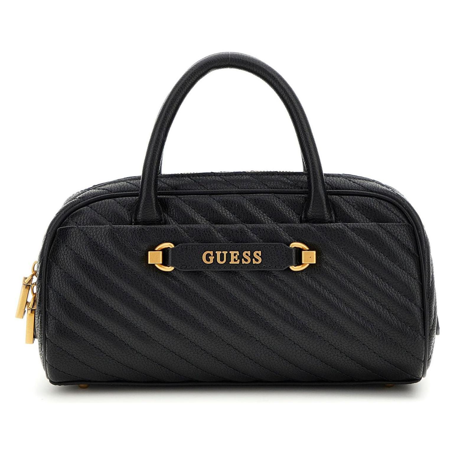 Guess, Damen, Handtasche, Sela Box Satchel, Schwarz