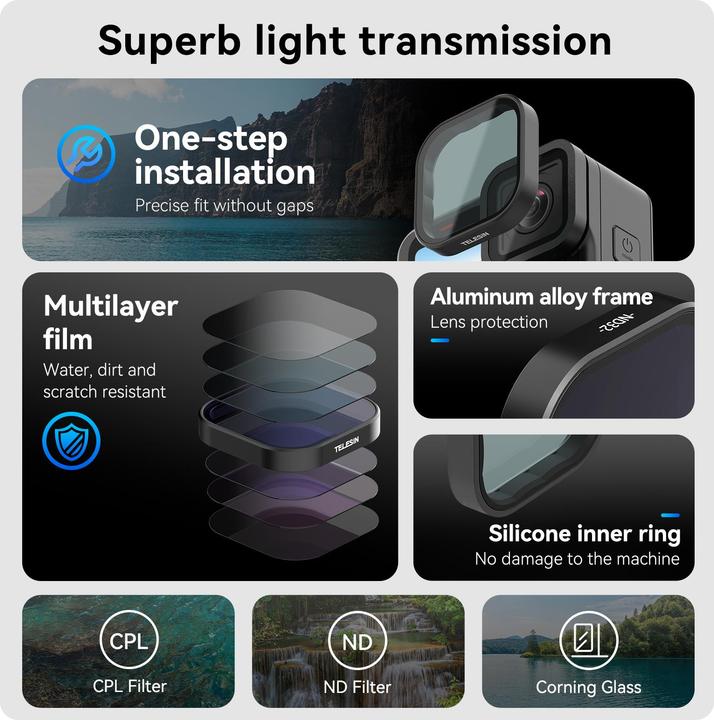 Image du produit Telesin ND32+ND64 Lens filter Kit for GoPro Hero 13