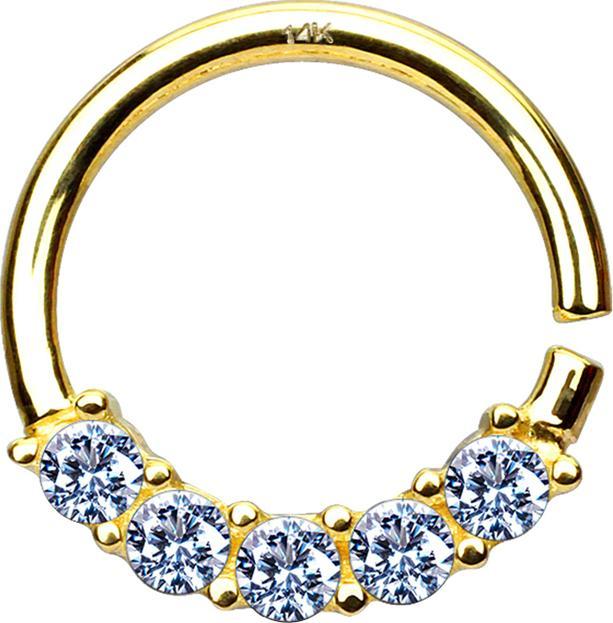 Image du produit Star Piercing Micro piercing anneau 14k or cinq cristaux argent (sans laiton, Or 14k)