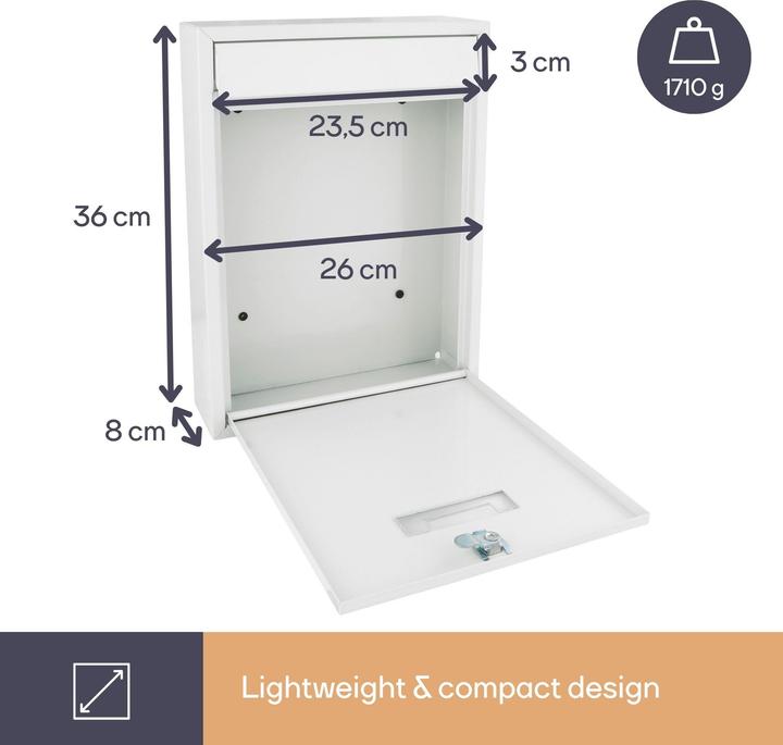 Image du produit Perel BOITE À COURRIER - IBIZA - BLANC - 36 x 26 x 8 cm