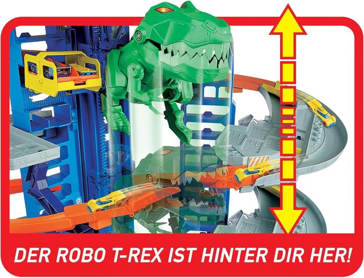 Image du produit Hot Wheels Parking City Megacity avec attaque de T-Rex