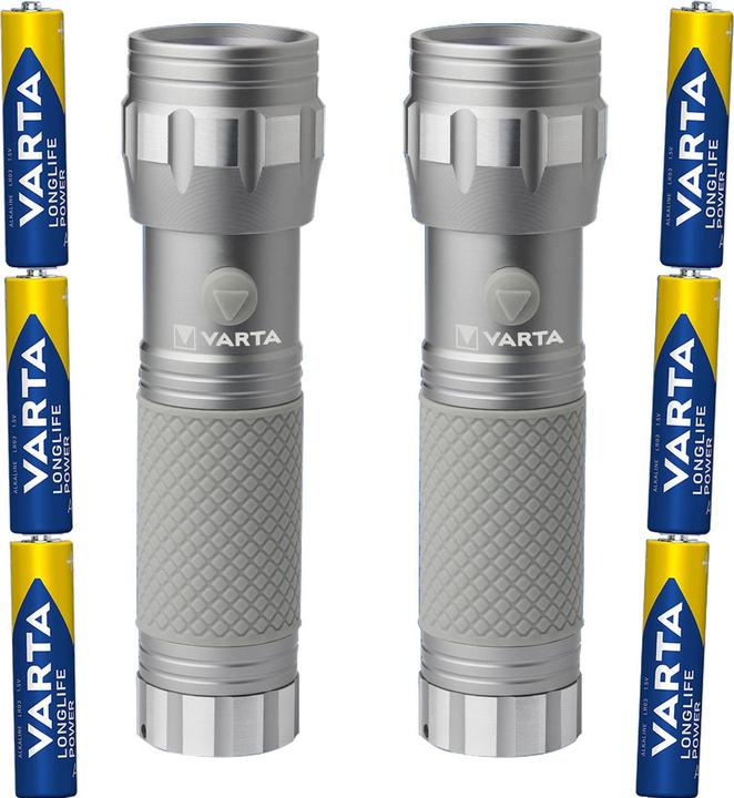 Actual product image Varta 2er-Set LED UV Taschenlampe, 395-400 nm, 14x UV-LEDs (UV A), inkl. je 3x Batterien