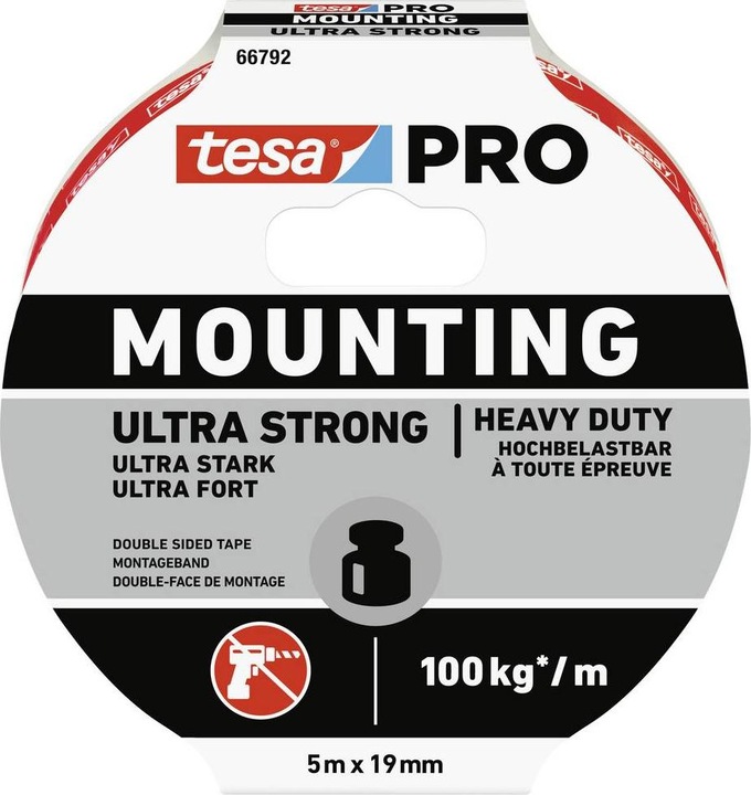 Immagine prodotto tesa Nastro di montaggio PRO Mounting UNIVERSAL, biadesivo, autoadesivo (19 mm)