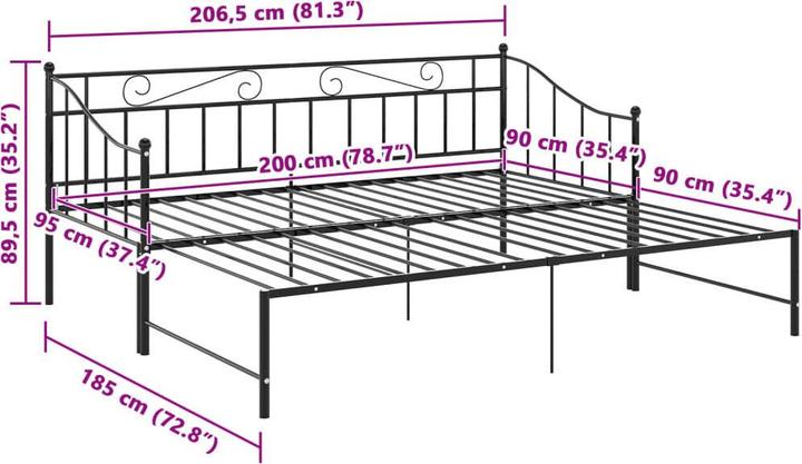 Produktbild vidaXL Schlafsofa-Gestell (90 x 200 cm)