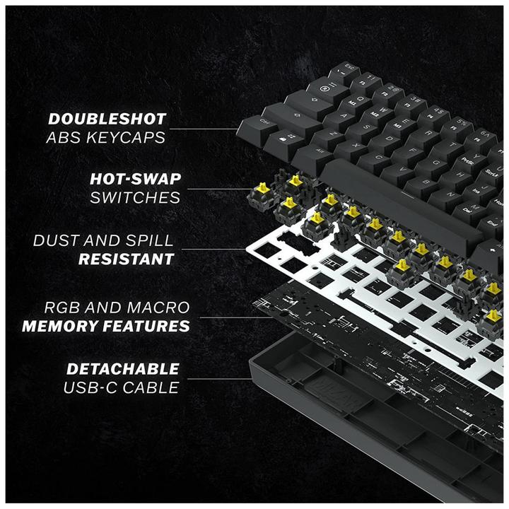 Image du produit HK Gaming Πληκτρολόγιο GK61 RGB Κόκκινο με Gateron Brown Διακόπτες (mini 60% US Layout) (US)