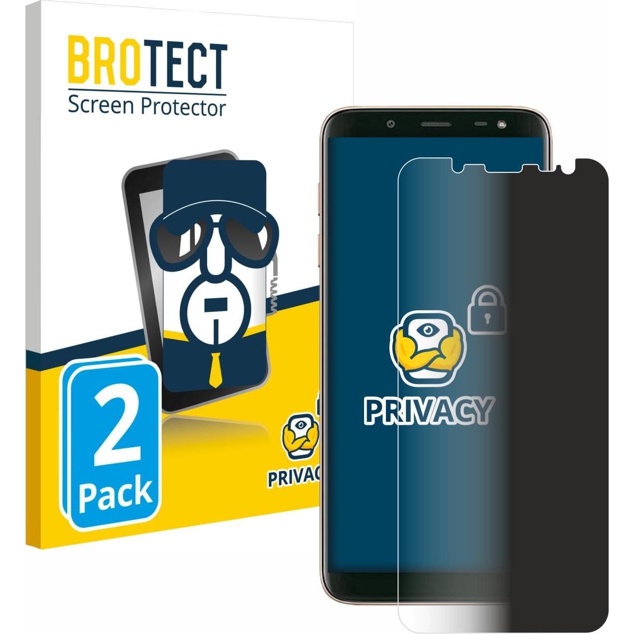 BROTECT Sichtschutzfolie Anti-Spy Privacy Folie Blaulicht-Schutz (2 Stück, Samsung Galaxy J6 (2018)), Smartphone Schutzf...