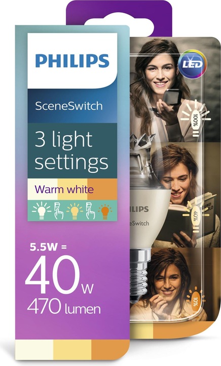 Actual product image Philips SceneSwitch (E14, 5.50 W, 470 lm, 1 x, G)