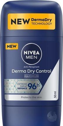 Actual product image NIVEA Men Derma Dry Control Antiperspirant Stick 50ml (Stick, 50 ml)